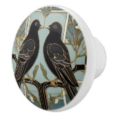 Zwarte vogels Art Nouveau Vogel Art Deco duiven Keramische Knop (Rechts)