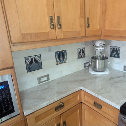 Zwarte vogels Art Nouveau Vogel Art Deco duiven Tegeltje