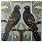 Zwarte vogels Art Nouveau Vogel Art Deco duiven Tegeltje
