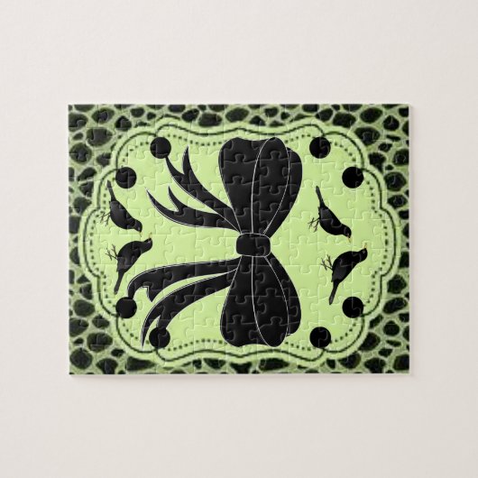 zwarte vogels bogen groene puzzel iedereen legpuzzel (Horizontaal)