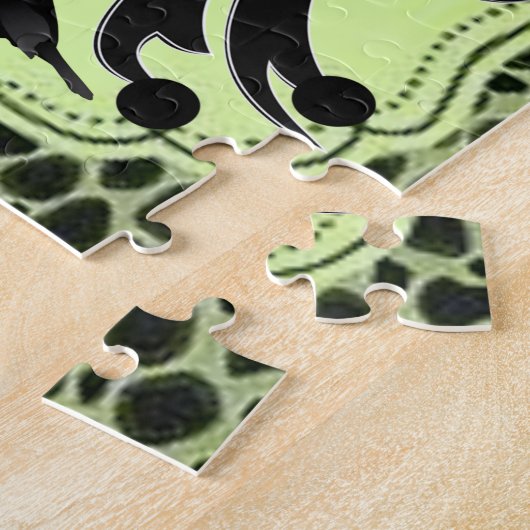 zwarte vogels bogen groene puzzel iedereen legpuzzel (Zijkant)