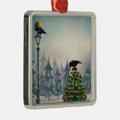 Zwarte vogels die de kerstboom van Ravens decorter Metalen Ornament (Rechts)