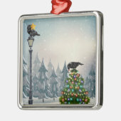 Zwarte vogels die de kerstboom van Ravens decorter Metalen Ornament (Links)