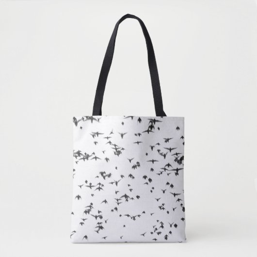 ZWARTE VOGELS DIE OP SKY VLIEGEN TOTE BAG (Voorkant)