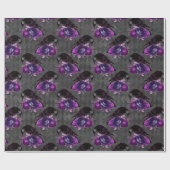 Zwarte vogels en Paarse Rozen Cadeaupapier (Vlak)