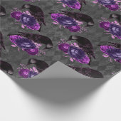 Zwarte vogels en Paarse Rozen Cadeaupapier (Hoek)
