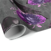 Zwarte vogels en Paarse Rozen Cadeaupapier (Rol Hoek)