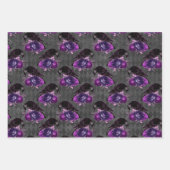 Zwarte vogels en Paarse Rozen Inpakpapier Vel (Voorkant)