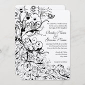 Zwarte vogels en zwitserse bruiloft kaart (Voorkant / Achterkant)