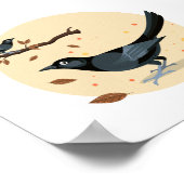 Zwarte vogels geïllustreerd in het najaar poster (Hoek)