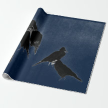 ZWARTE VOGELS IN BLAUW JAPANESE INKIJKVERVANGING