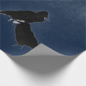 ZWARTE VOGELS IN BLAUW JAPANESE INKIJKVERVANGING CADEAUPAPIER (Hoek)