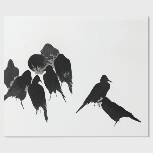 ZWARTE VOGELS JAPANSE INKT WASH INPAKPAPIER (Vlak)