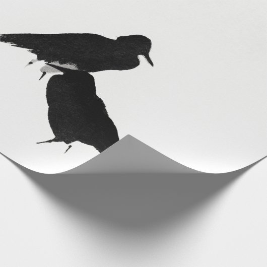 ZWARTE VOGELS JAPANSE INKT WASH INPAKPAPIER (Hoek)