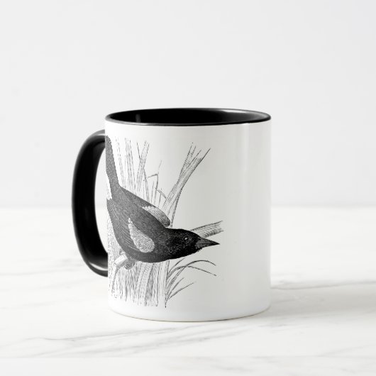 zwarte vogels mok (Voorkant links)