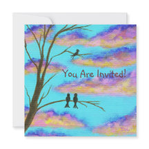 Zwarte vogels op boomlimmen Kleurrijke wolken heme