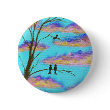 Zwarte vogels op boomlimmen Kleurrijke wolken heme