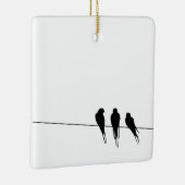 Zwarte vogels op een drager Silhouette Keramisch Ornament (Rechts)
