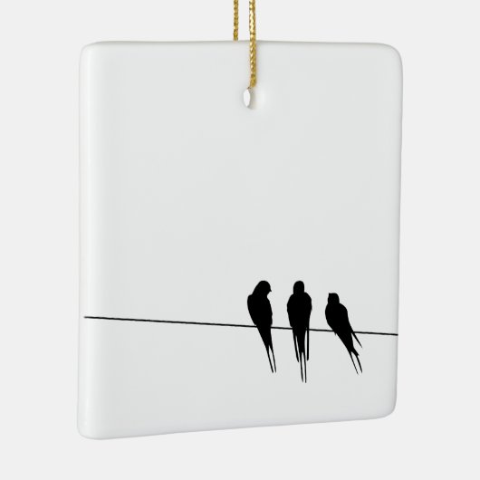 Zwarte vogels op een drager Silhouette Keramisch Ornament (Rechts)