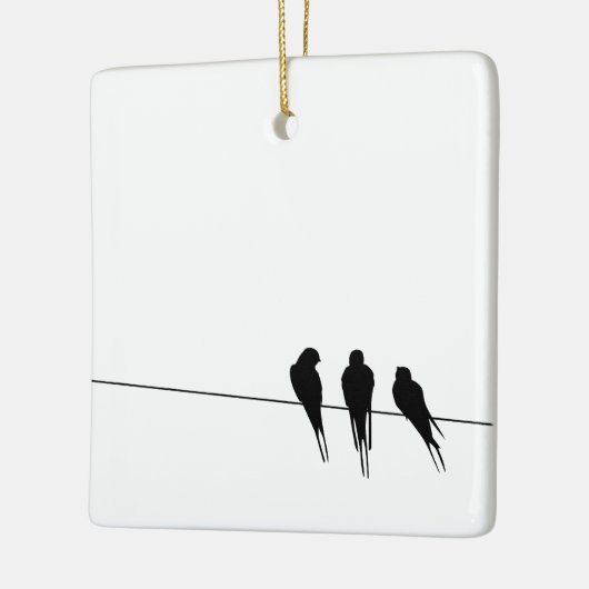 Zwarte vogels op een drager Silhouette Keramisch Ornament (Links)