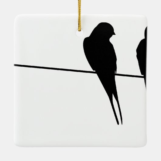 Zwarte vogels op een drager Silhouette Keramisch Ornament (Achterkant)