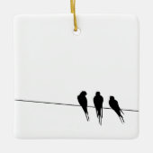 Zwarte vogels op een drager Silhouette Keramisch Ornament (Voorkant)