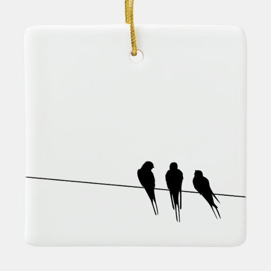 Zwarte vogels op een drager Silhouette Keramisch Ornament (Voorkant)
