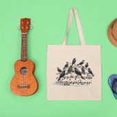 zwarte vogels op een muziekverzameling 3d tote bag