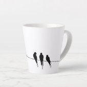 Zwarte vogels op een Wire Night Latte Mok (Rechterhoek)