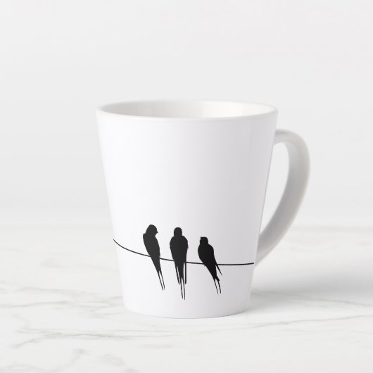Zwarte vogels op een Wire Night Latte Mok (Rechterhoek)
