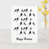 Zwarte vogels op feestdag kaart (Gele Bloem)