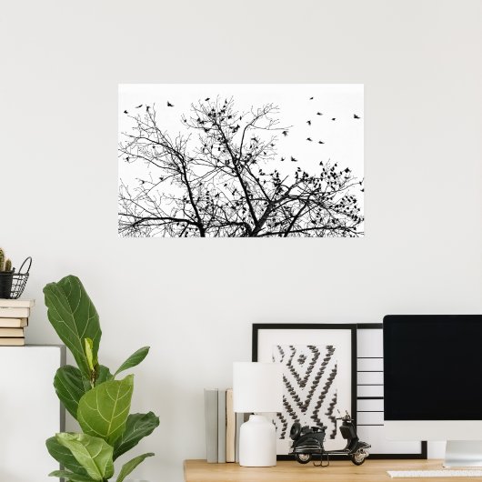 zwarte vogels poster (Thuiskantoor)