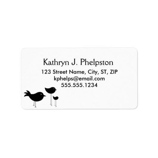 Zwarte Vogels Silhouet Adreslabel Etiket (Voorkant)