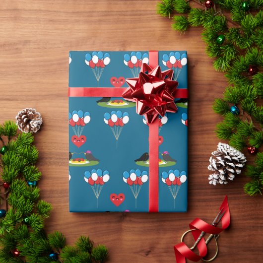 Zwarte vogels Spaghetti gehaktballen Valentijnsdag Cadeaupapier (Feestdagen Geschenken)