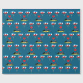 Zwarte vogels Spaghetti gehaktballen Valentijnsdag Cadeaupapier (Vlak)