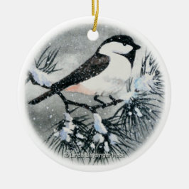 Zwarte vogelsneeuw keramisch ornament