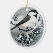 Zwarte vogelsneeuw keramisch ornament (Links)