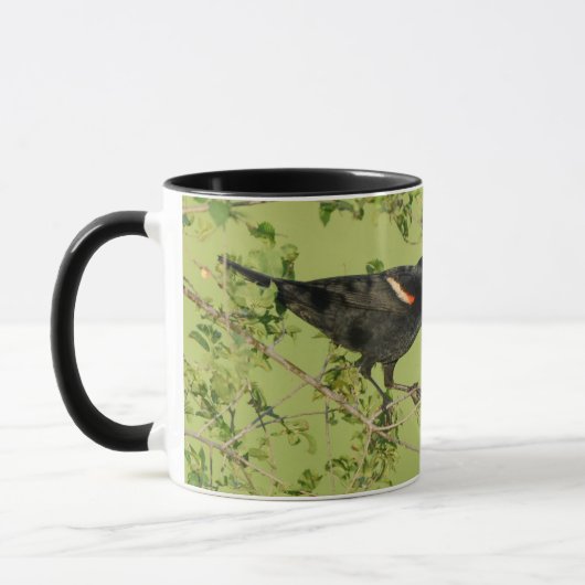 zwarte vogelzwarte achtergrond mok (Links)