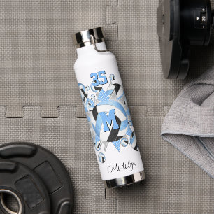 zwarte volleyballen en sterren in kleine letters waterfles