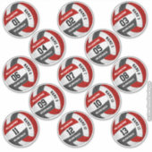 zwarte volleybalploeg met 13 stickers korrelig roo (Voorkant)