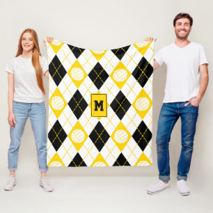 zwarte volleybalplokleur argyle fleece deken
