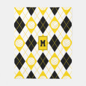 zwarte volleybalplokleur argyle fleece deken (Voorkant)