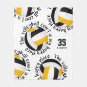 zwarte volleybalrechtbank gelukkig plaats typograf fleece deken (Voorkant)