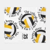 zwarte volleybalrechtbank gelukkig plaats typograf fleece deken (Voorkant (Horizontaal))