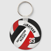 zwarte volleybalspeler en teamnaam sleutelhanger (Voorkant)
