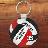 zwarte volleybalspeler en teamnaam sleutelhanger (Voorkant)