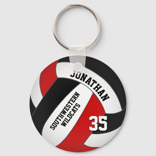 zwarte volleybalspeler en teamnaam sleutelhanger (Achterkant)
