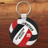 zwarte volleybalspeler en teamnaam sleutelhanger (Achterkant)