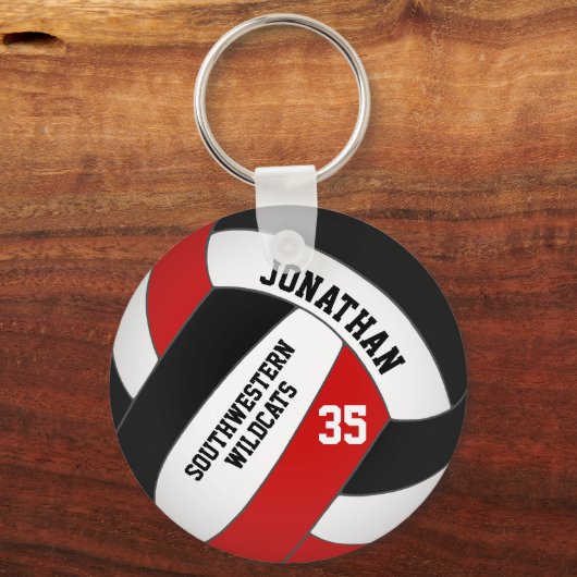 zwarte volleybalspeler en teamnaam sleutelhanger (Achterkant)