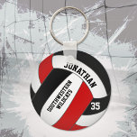 zwarte volleybalspeler en teamnaam sleutelhanger<br><div class="desc">Deze gepersonaliseerde volleybalsleutelhanger met teamnaam heeft een zwart,  rood en wit volleybal waarop u de naam van de speler en het jersey nummer plus schoolteam en mascot naam - door katz_d_zynes kunt aanpassen</div>